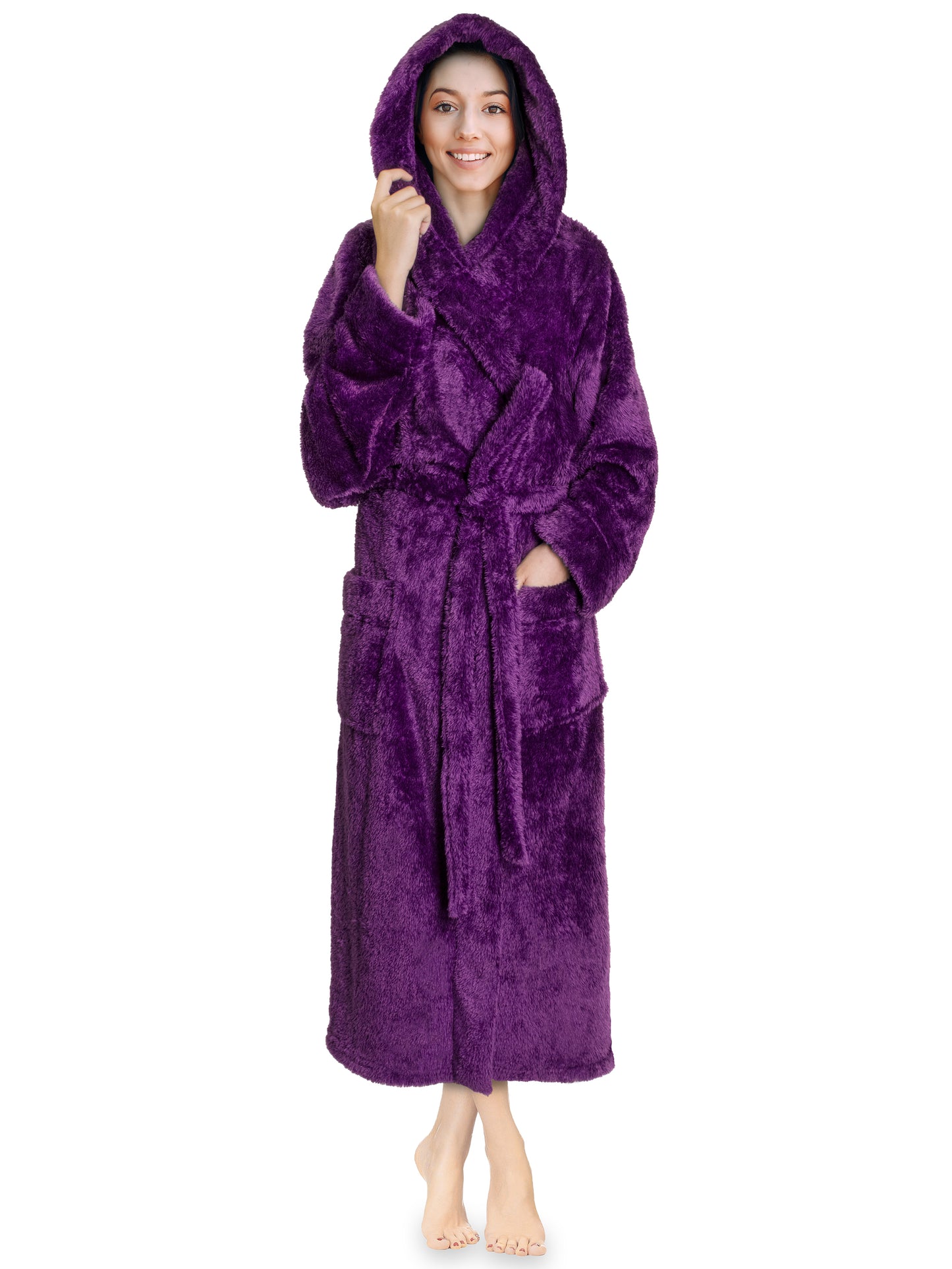 Women's Sherpa Fluffy Robe with Hood