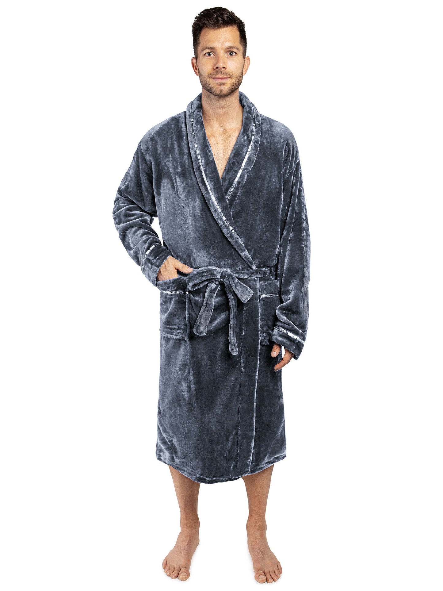 Men's Satin Trim Fleece Robe