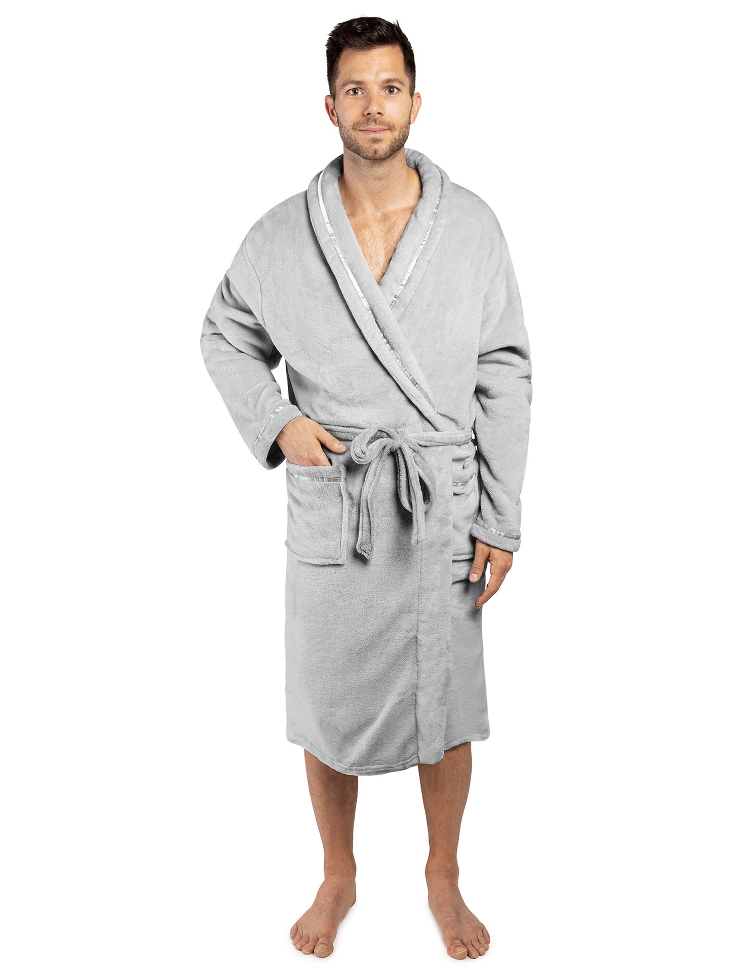 Men's Satin Trim Fleece Robe