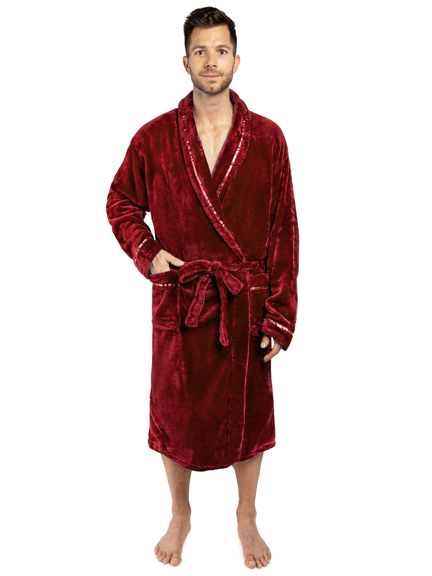 Men's Satin Trim Fleece Robe