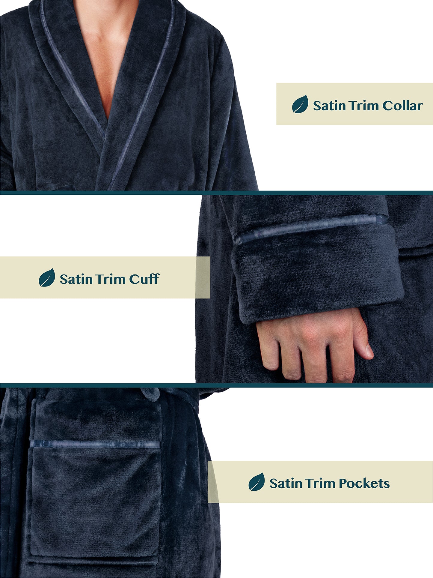 Men's Satin Trim Fleece Robe