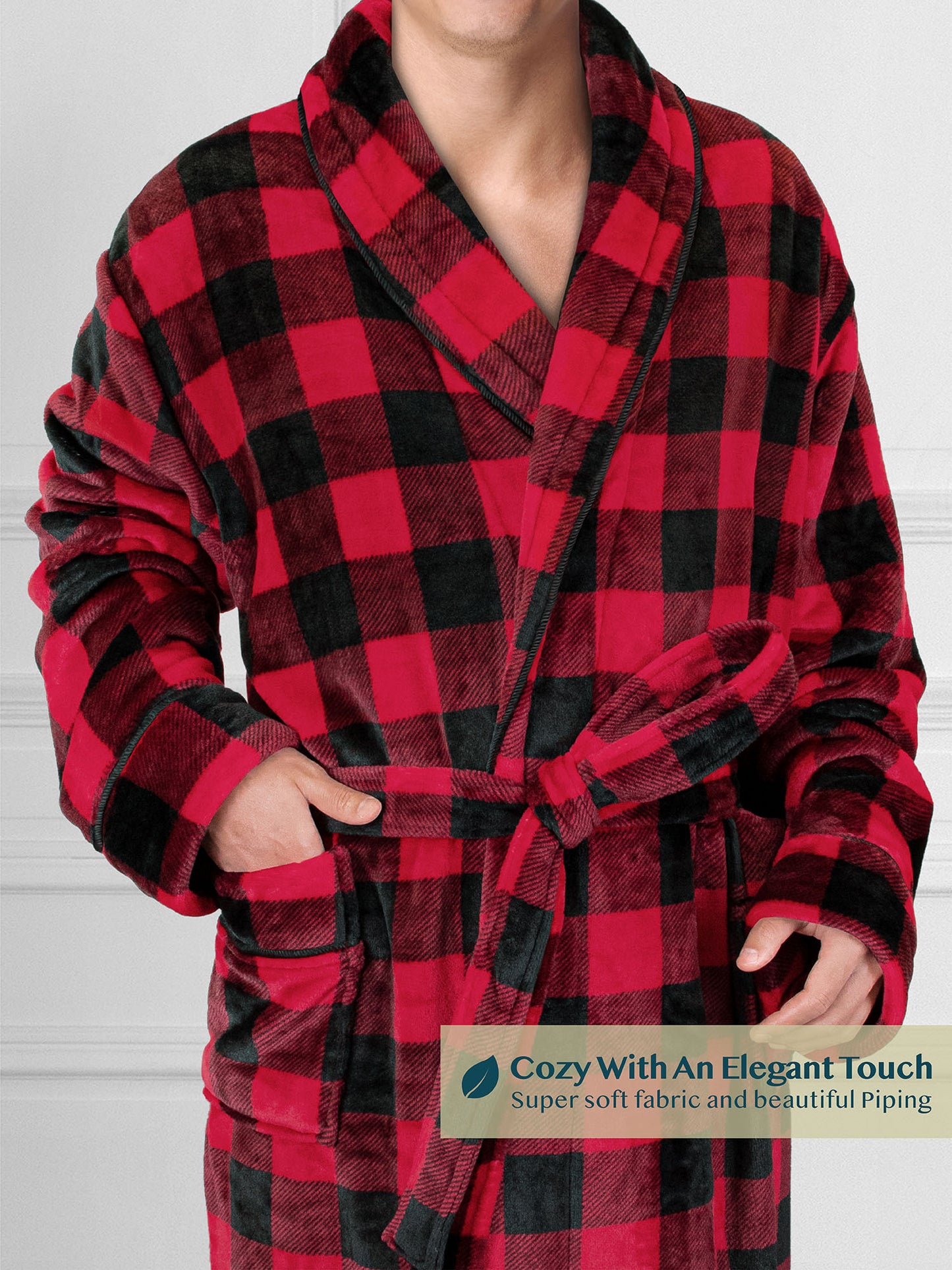 Men's Piping Fleece Robe