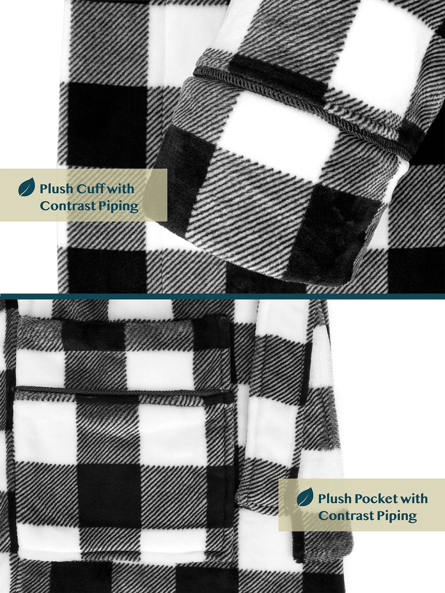 Men's Piping Fleece Robe