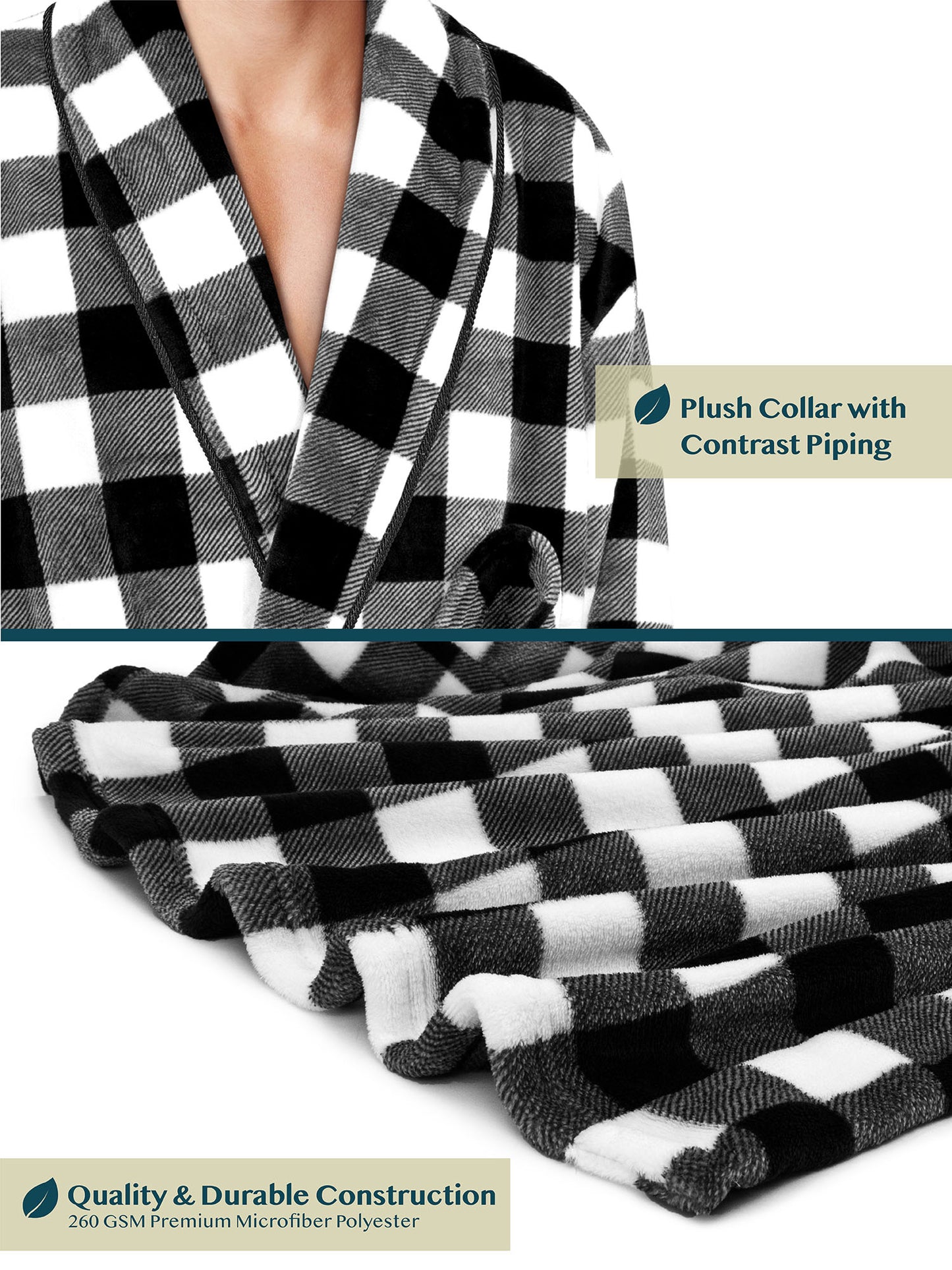 Men's Piping Fleece Robe