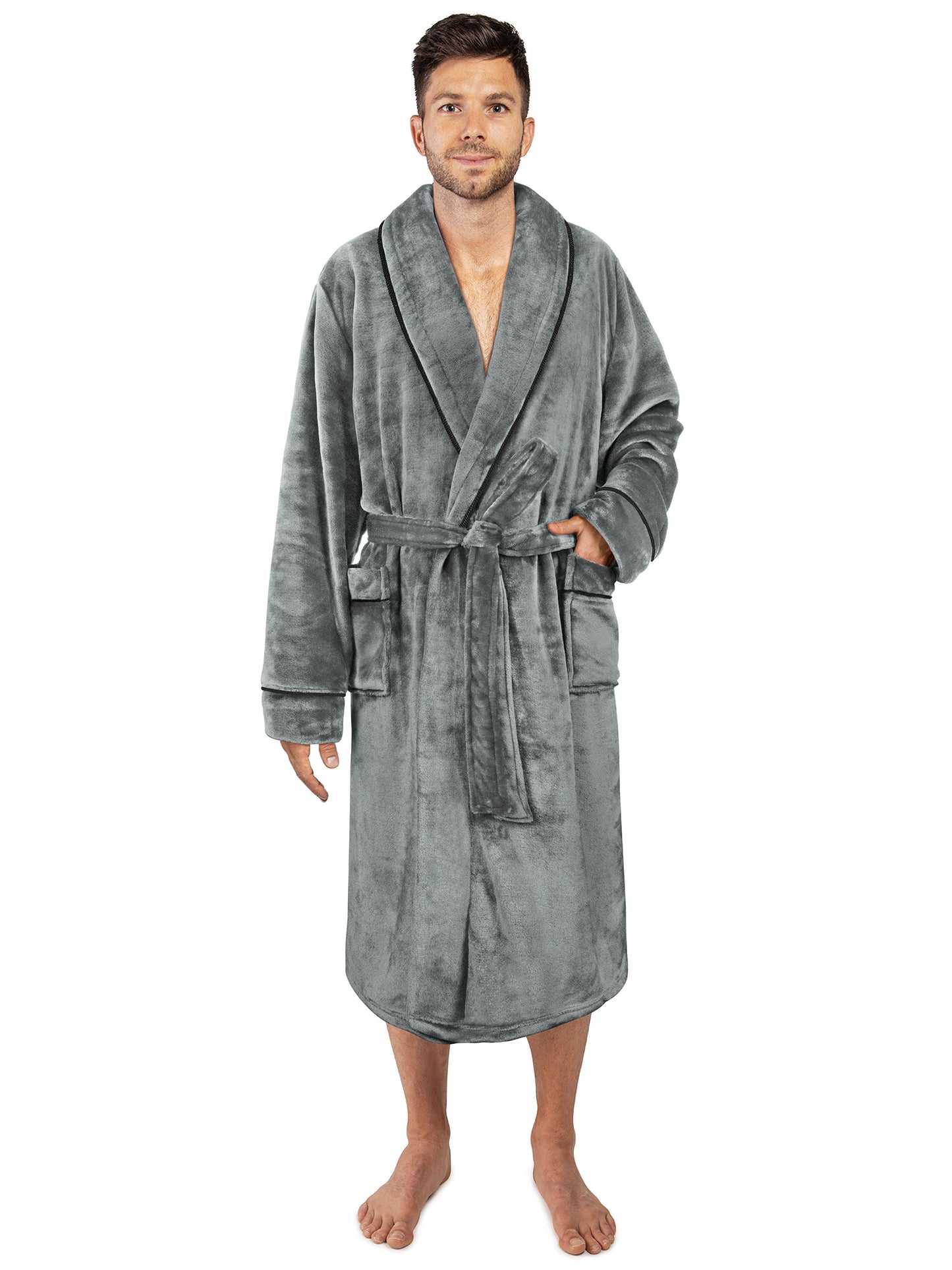 Men's Piping Fleece Robe