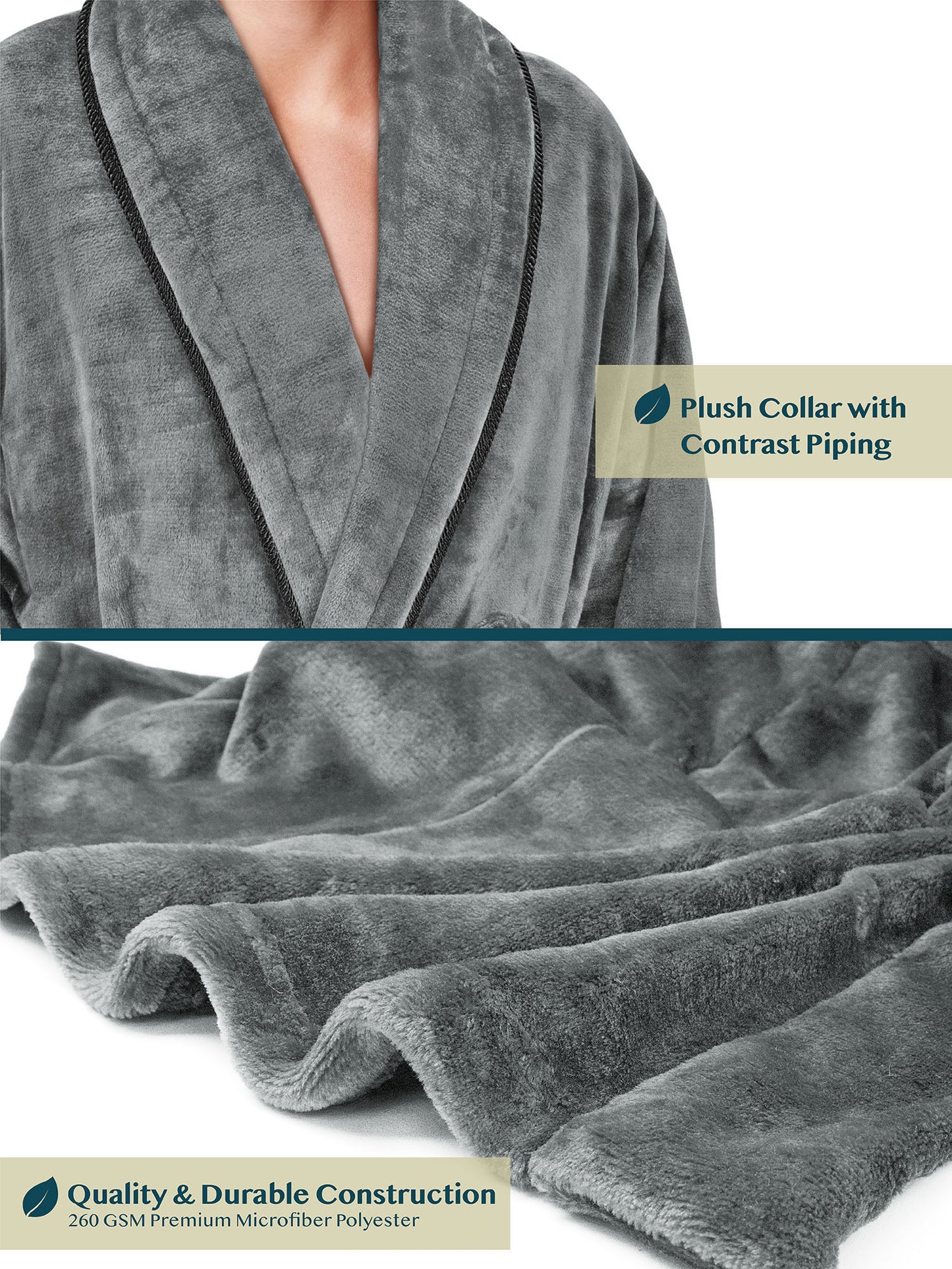 Men's Piping Fleece Robe