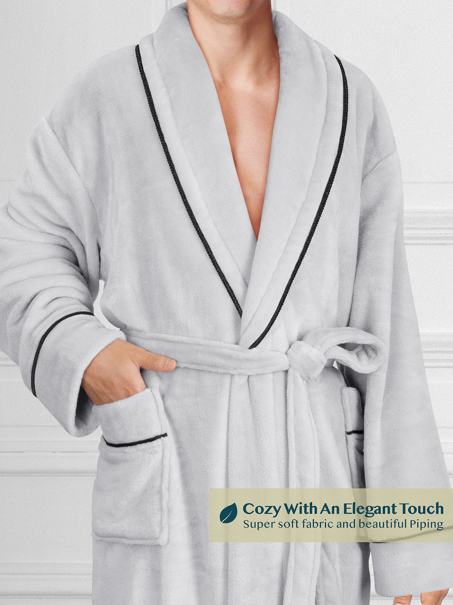 Men's Piping Fleece Robe