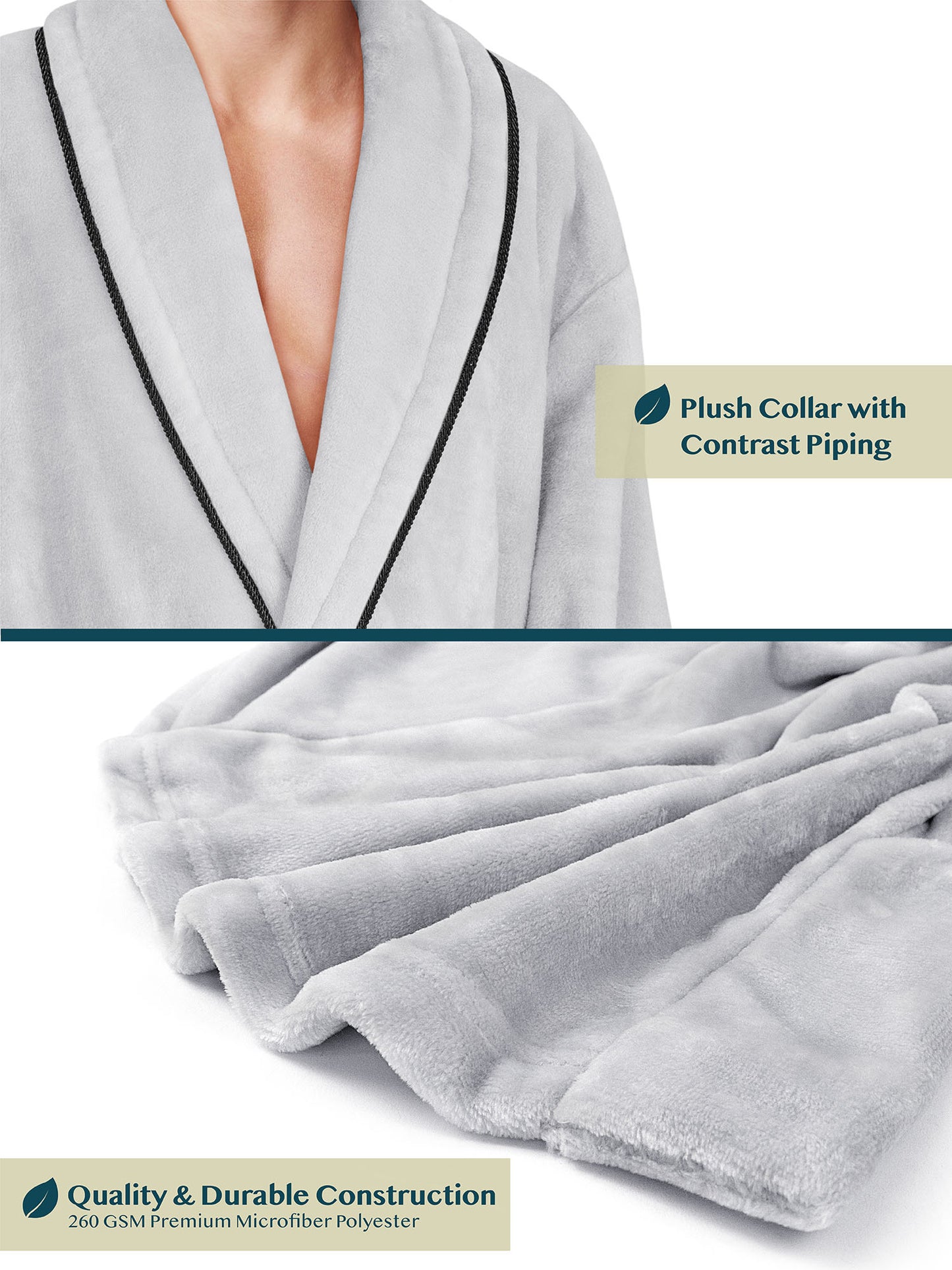 Men's Piping Fleece Robe