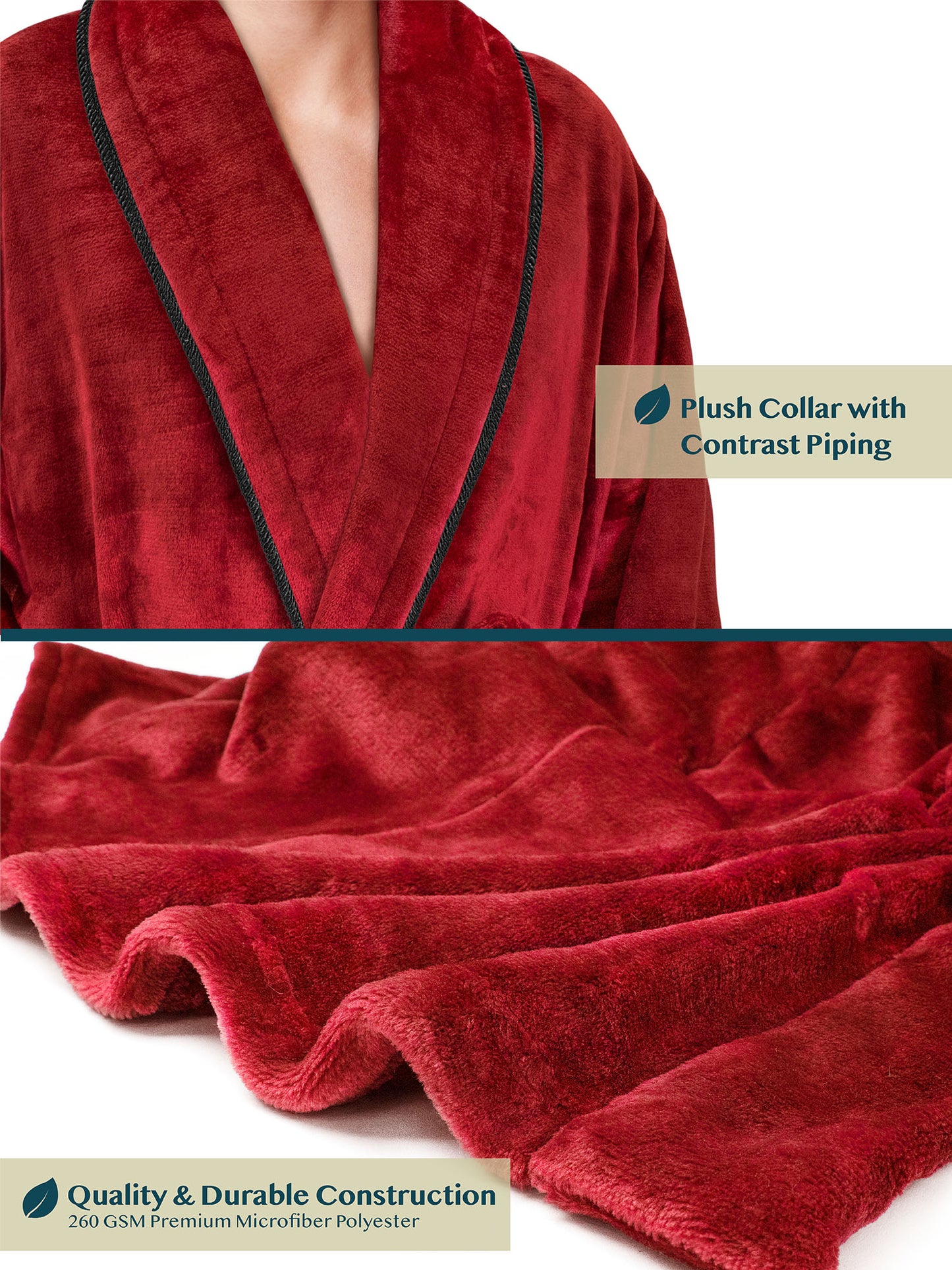 Men's Piping Fleece Robe