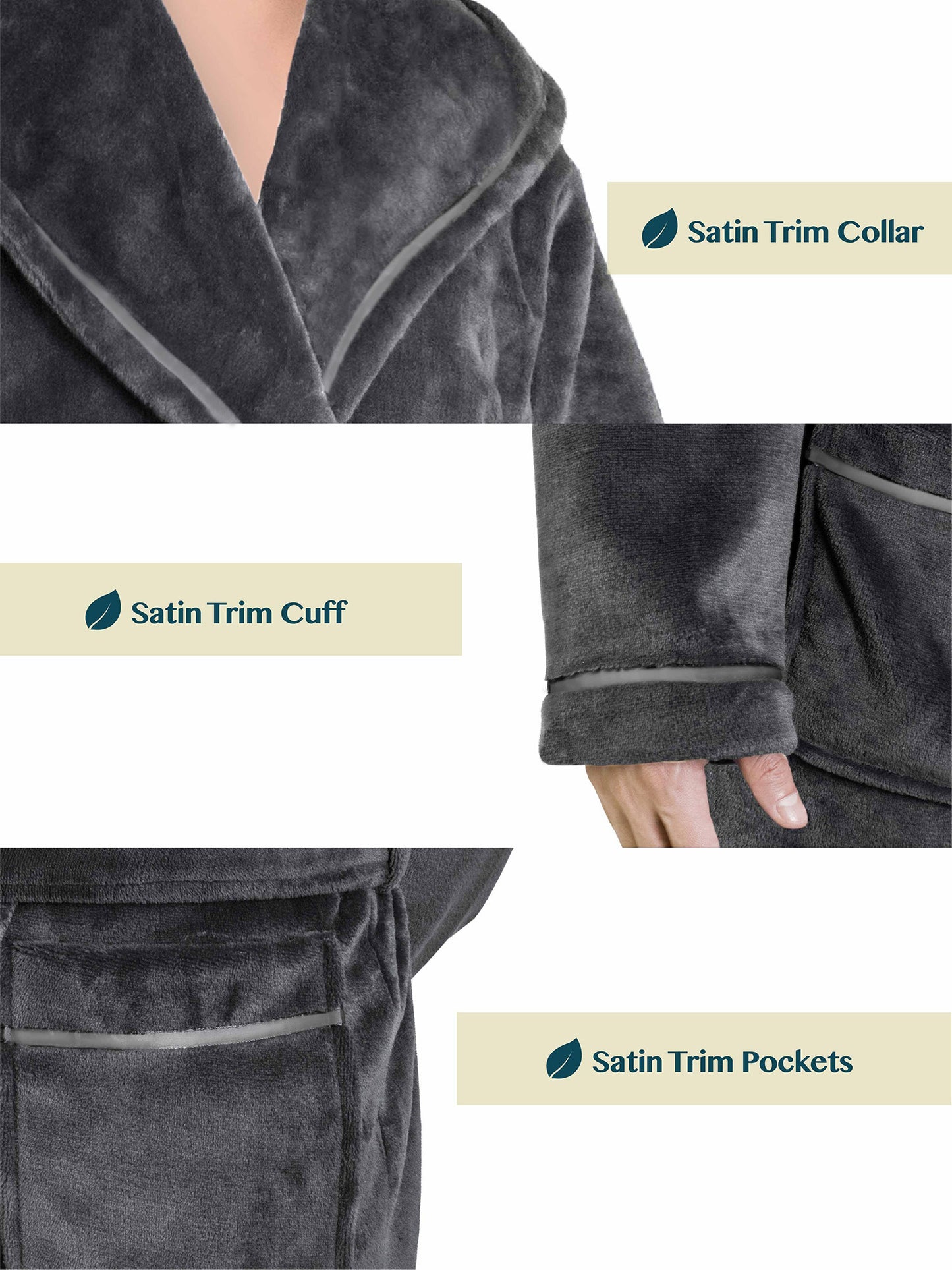 Men's Satin Trim Fleece Robe with Hood