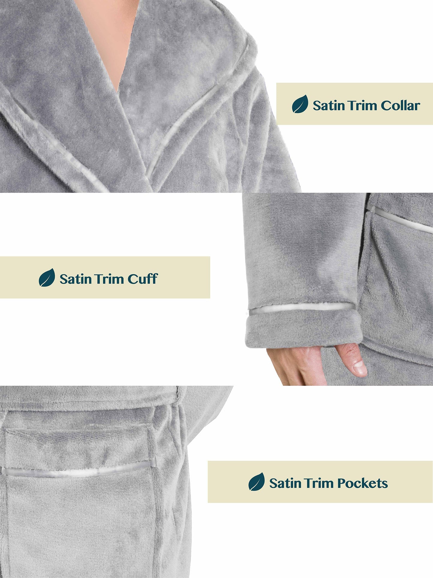 Men's Satin Trim Fleece Robe with Hood
