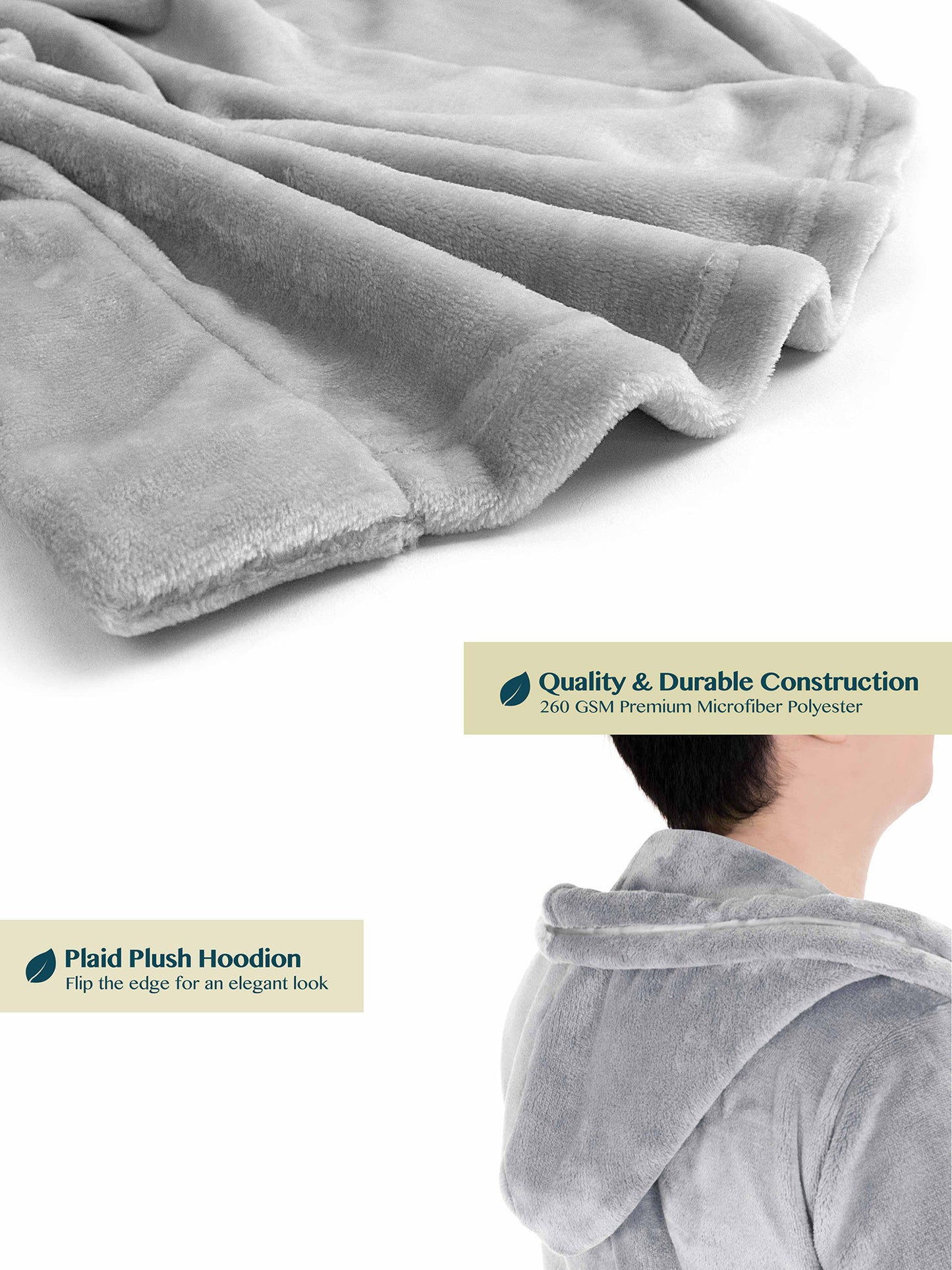 Men's Satin Trim Fleece Robe with Hood