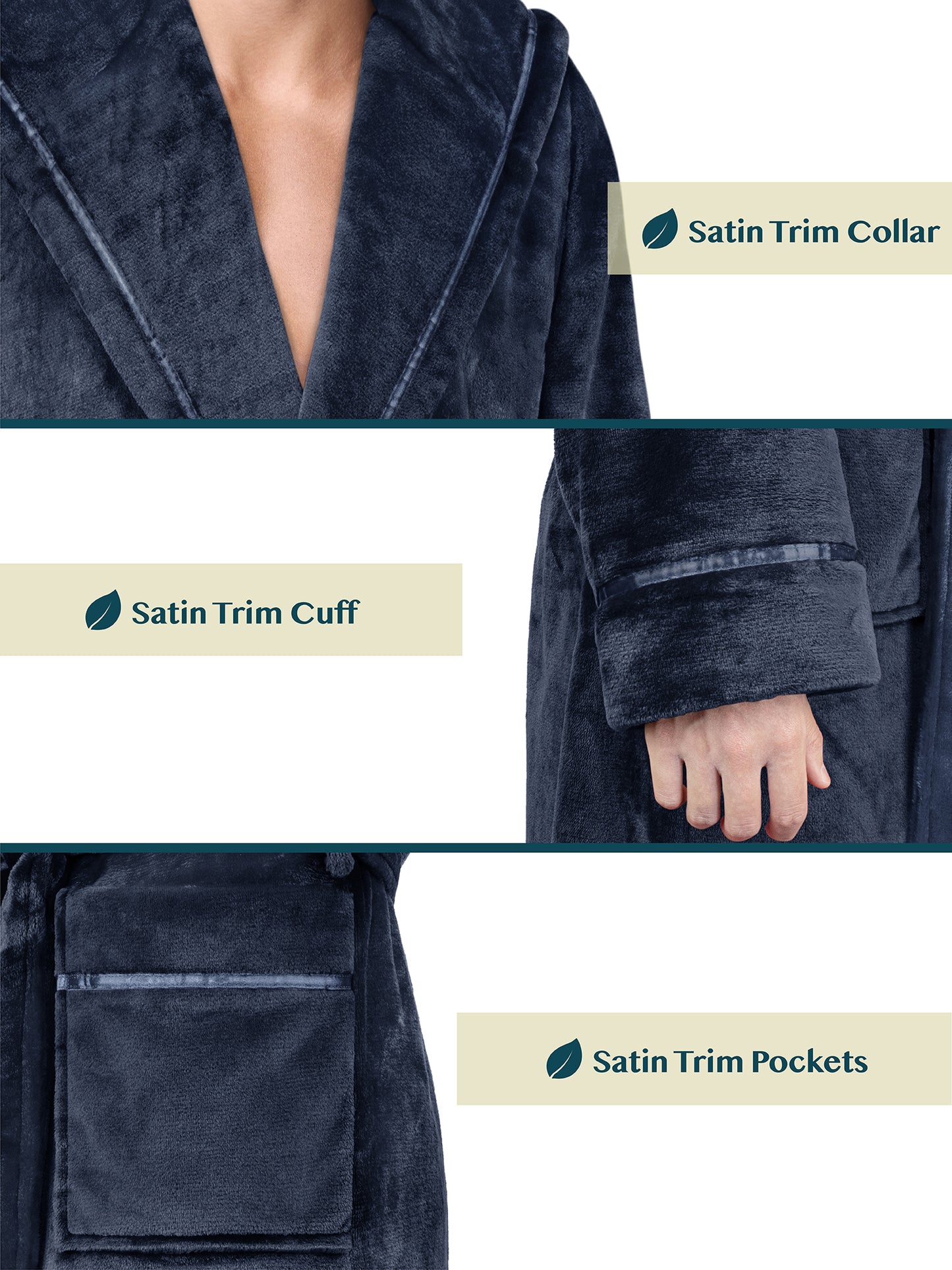 Men's Satin Trim Fleece Robe with Hood