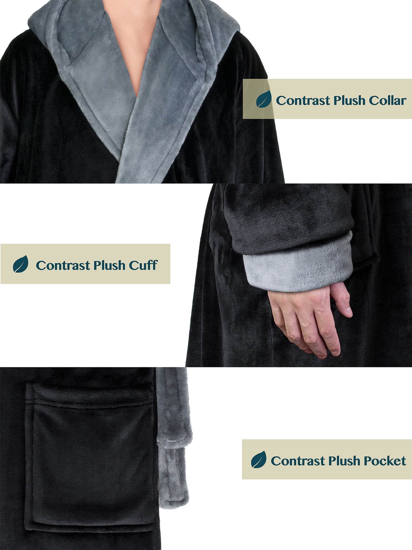 Men's Two-Tone Fleece Robe with Hood