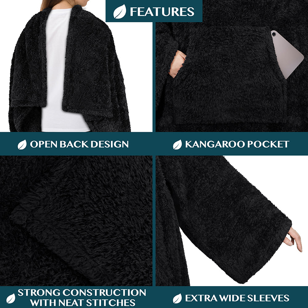 Sherpa Fluffy Blanket with Sleeves