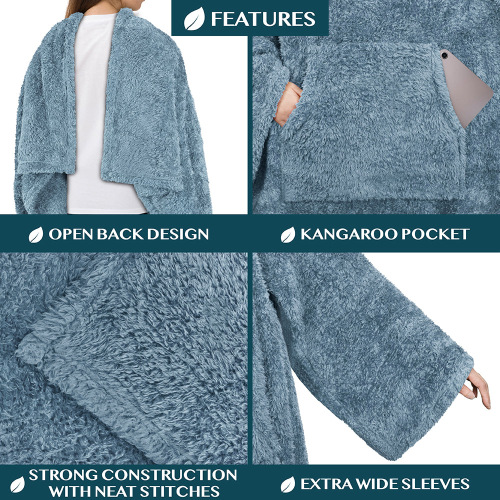 Sherpa Fluffy Blanket with Sleeves