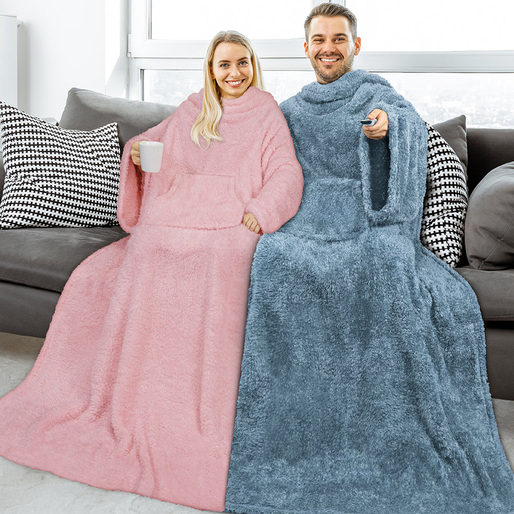 Sherpa Fluffy Blanket with Sleeves