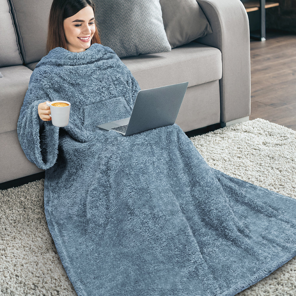 Sherpa Fluffy Blanket with Sleeves