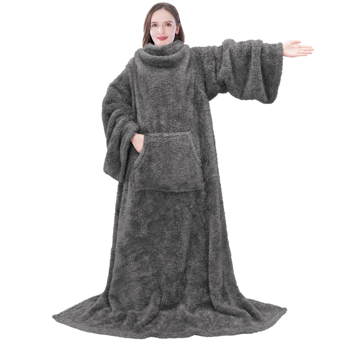 Sherpa Fluffy Blanket with Sleeves