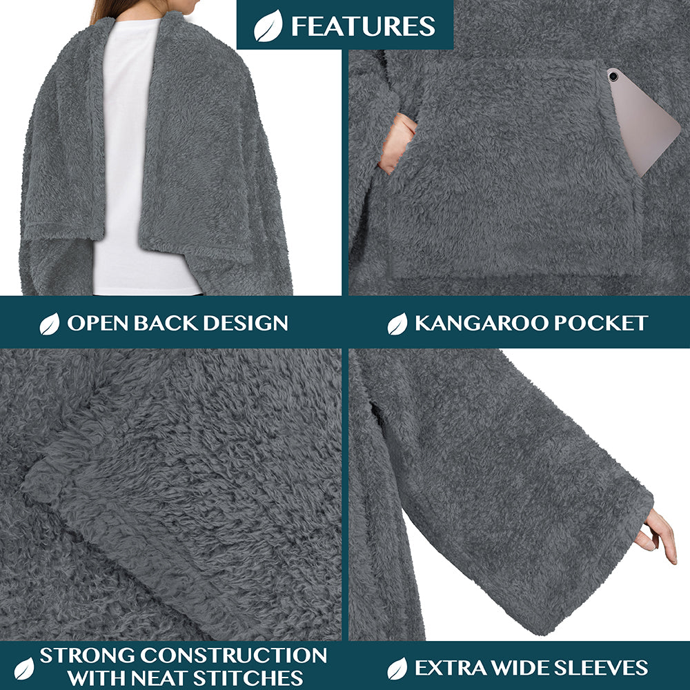 Sherpa Fluffy Blanket with Sleeves