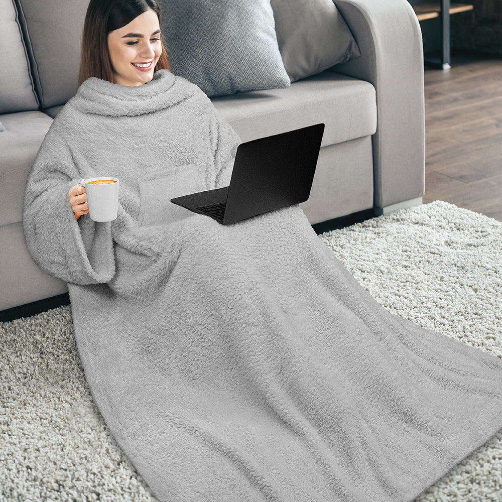 Sherpa Fluffy Blanket with Sleeves
