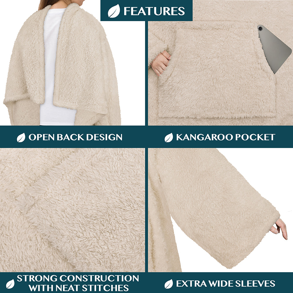 Sherpa Fluffy Blanket with Sleeves