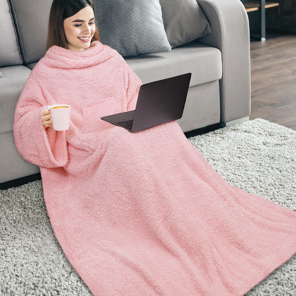 Sherpa Fluffy Blanket with Sleeves