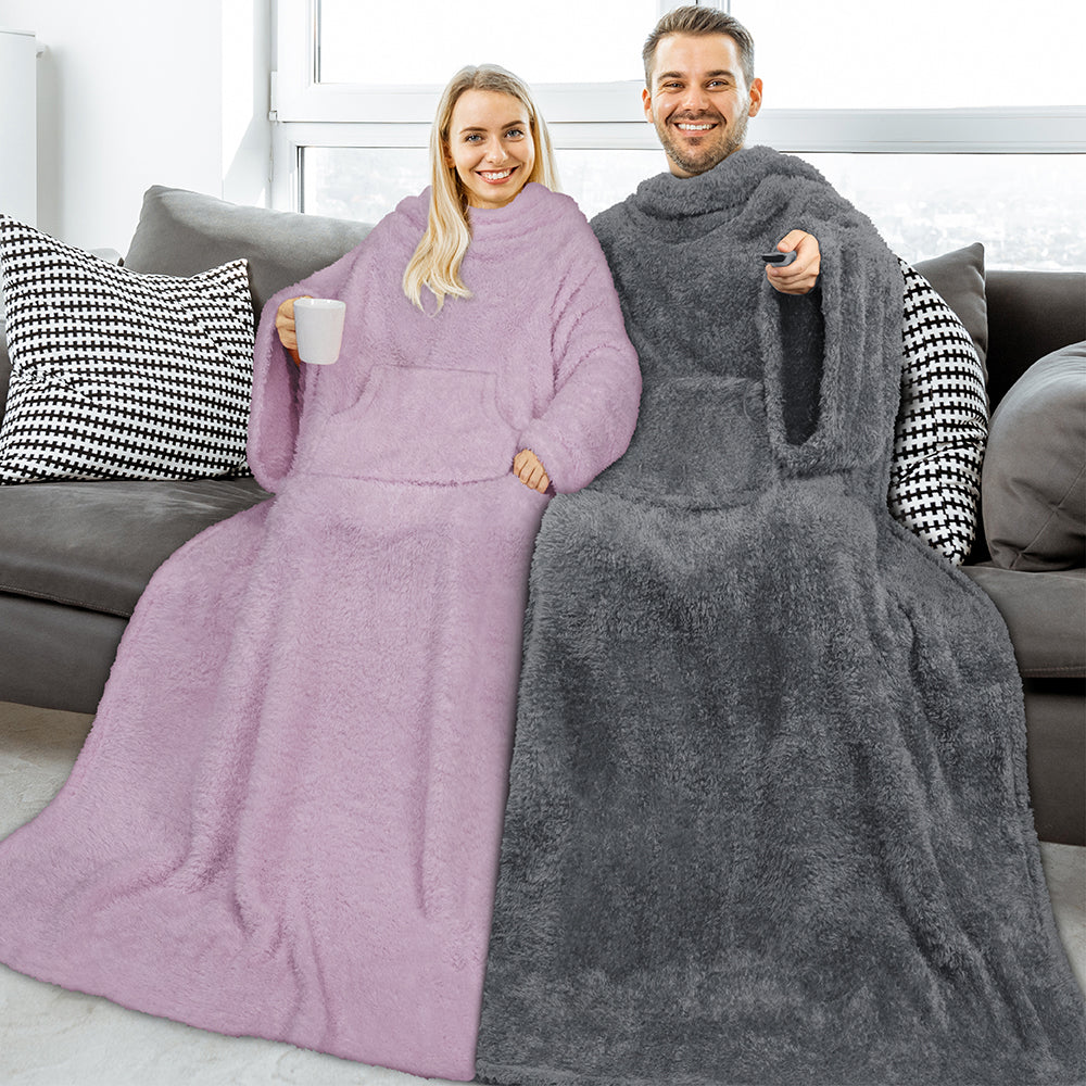 Sherpa Fluffy Blanket with Sleeves