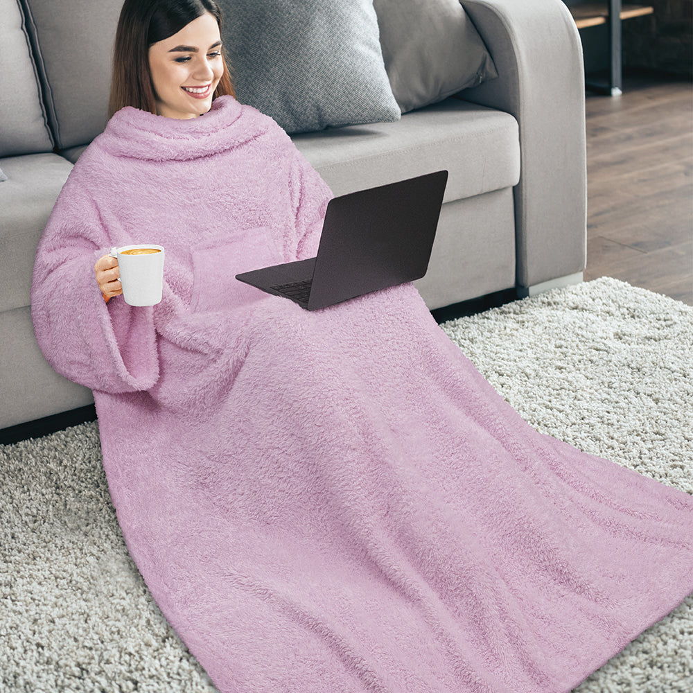 Sherpa Fluffy Blanket with Sleeves
