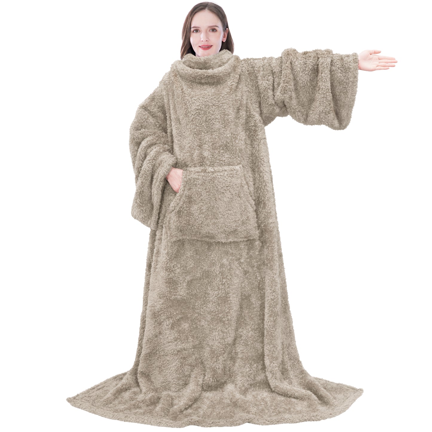 Sherpa Fluffy Blanket with Sleeves