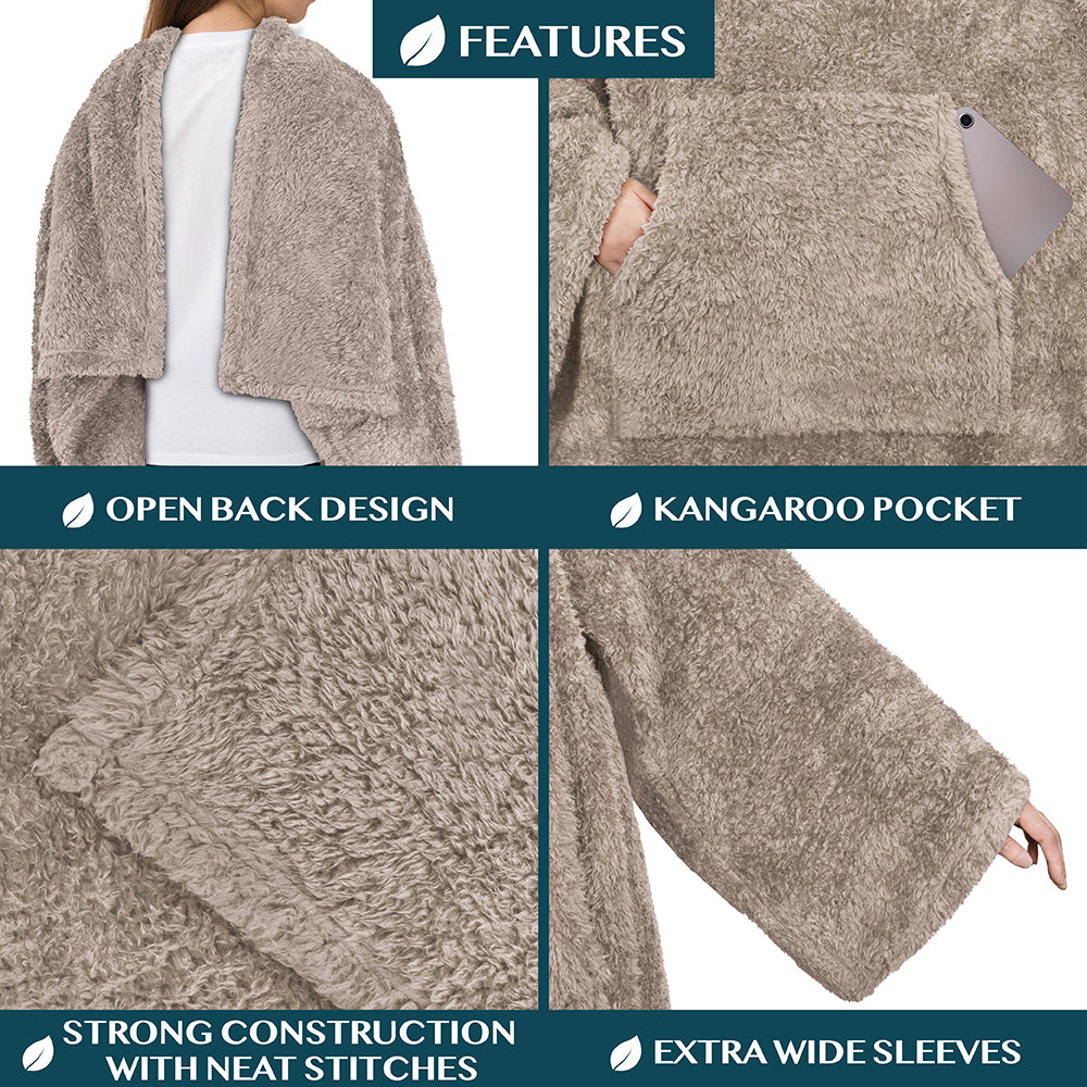 Sherpa Fluffy Blanket with Sleeves