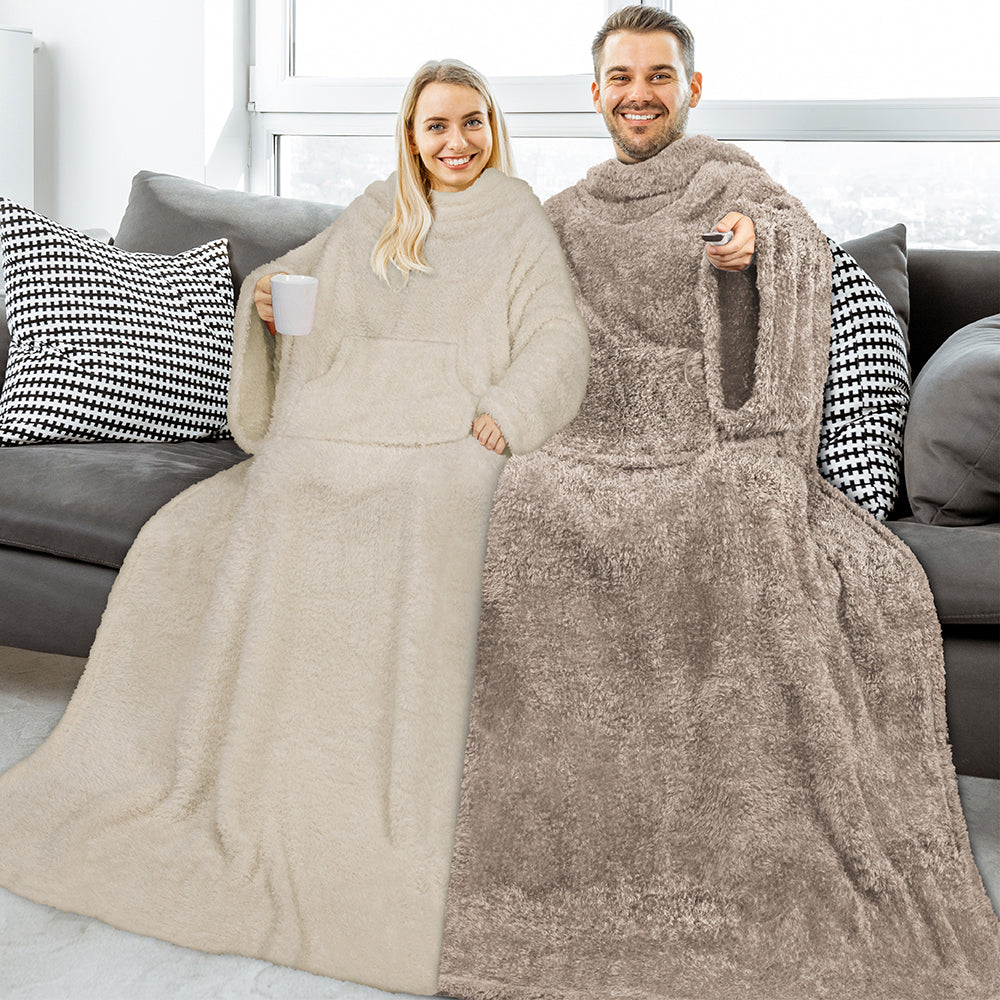 Sherpa Fluffy Blanket with Sleeves