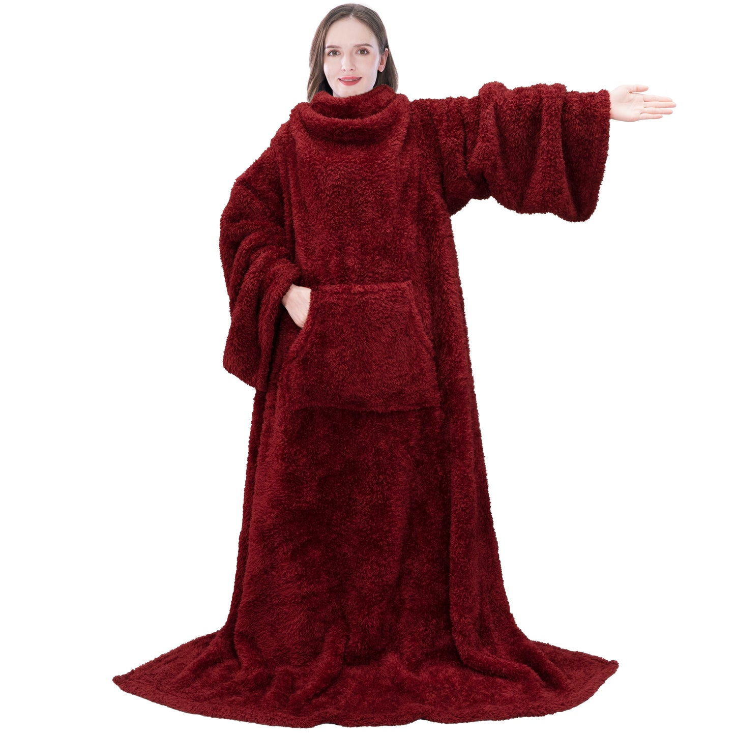Sherpa Fluffy Blanket with Sleeves