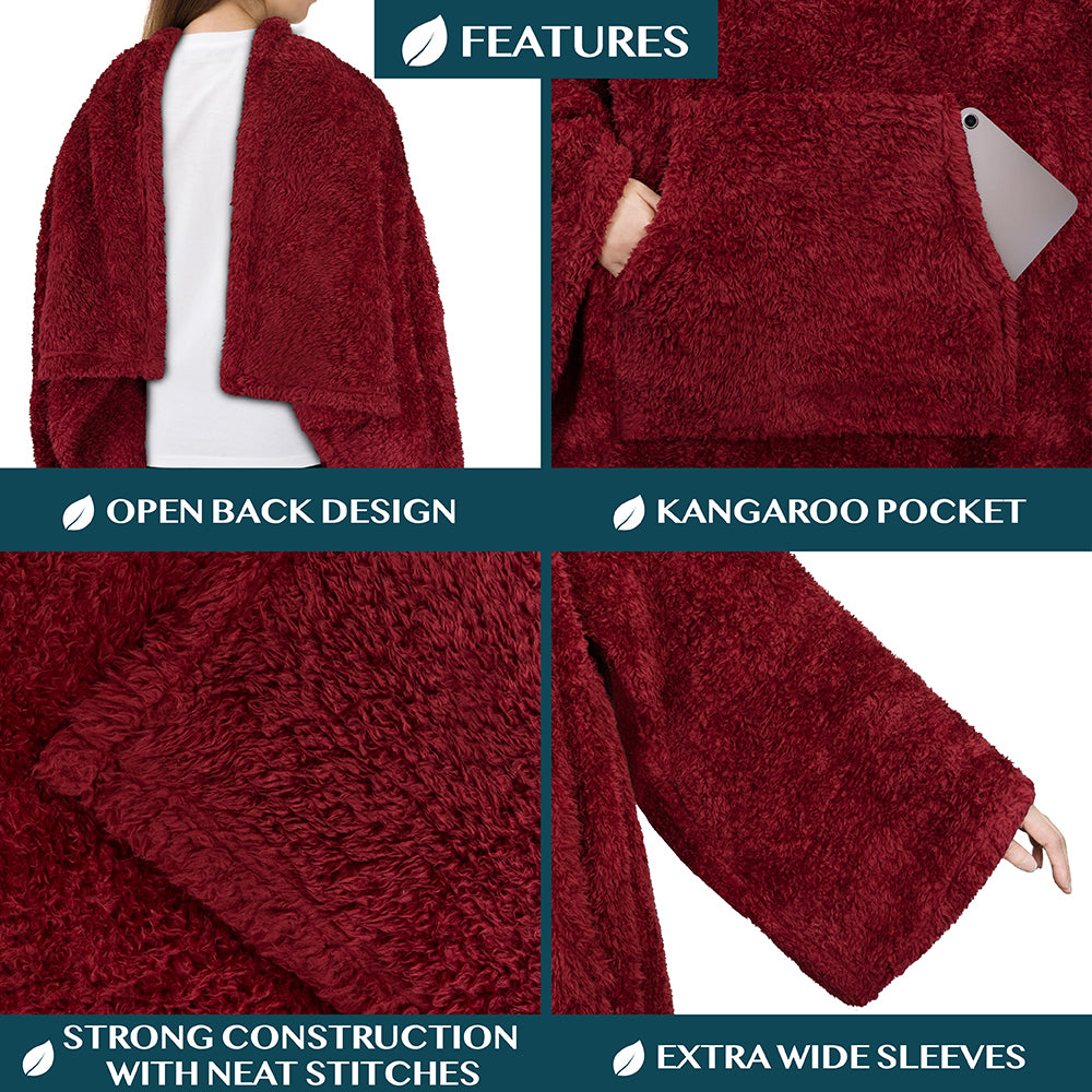 Sherpa Fluffy Blanket with Sleeves