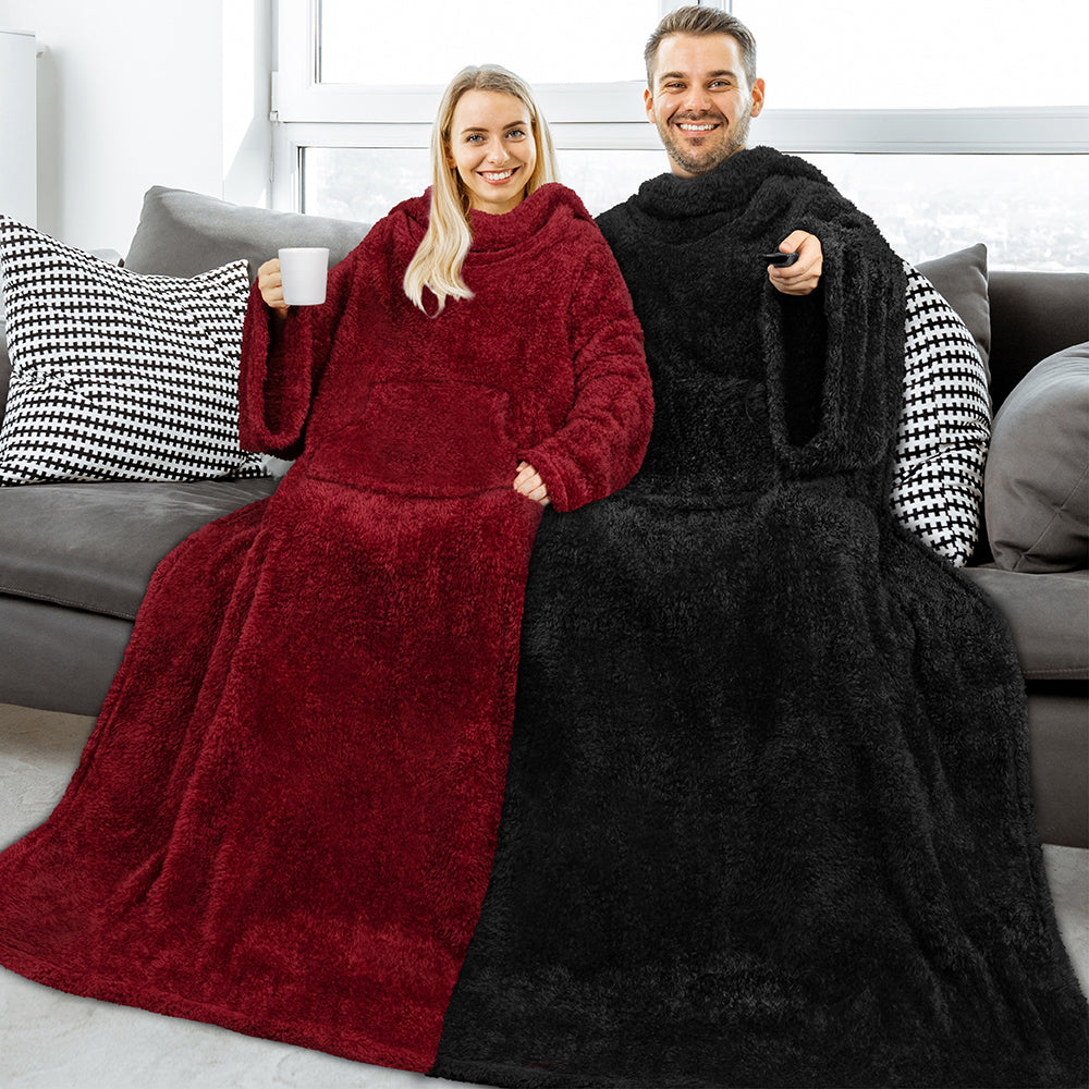 Sherpa Fluffy Blanket with Sleeves