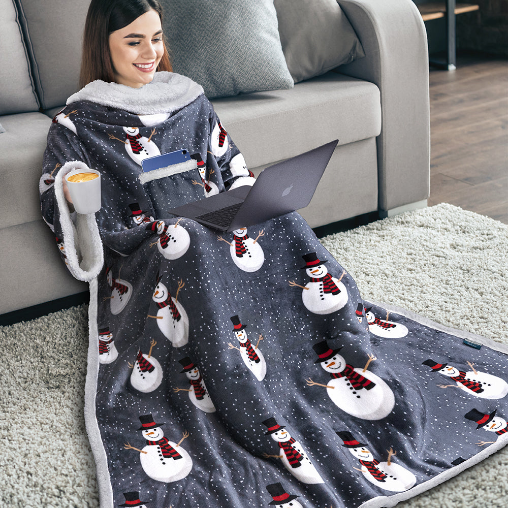 Blanket with Sleeves - Patch Pocket