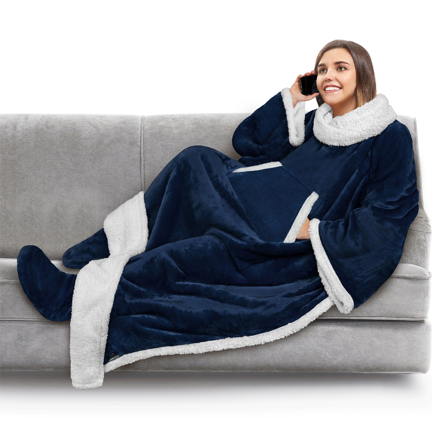 Blanket with Sleeves - Foot Pockets