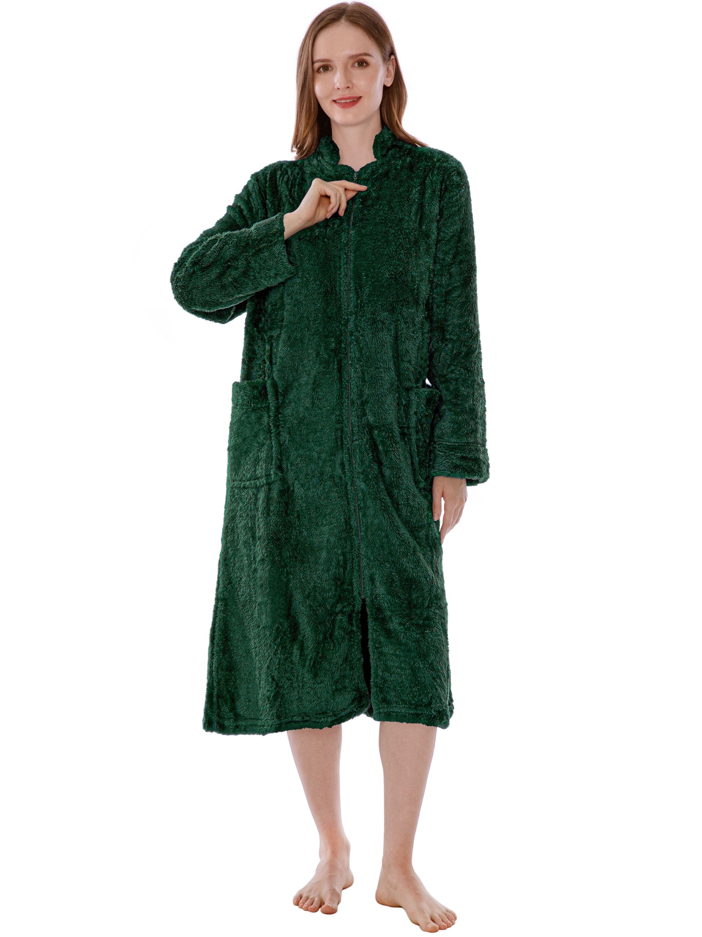 Women's Sherpa Housecoat Zipper Robe