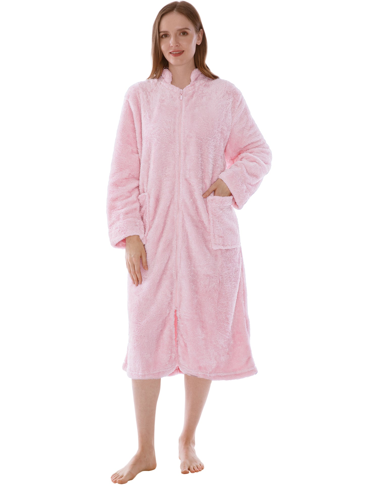 Women's Sherpa Housecoat Zipper Robe