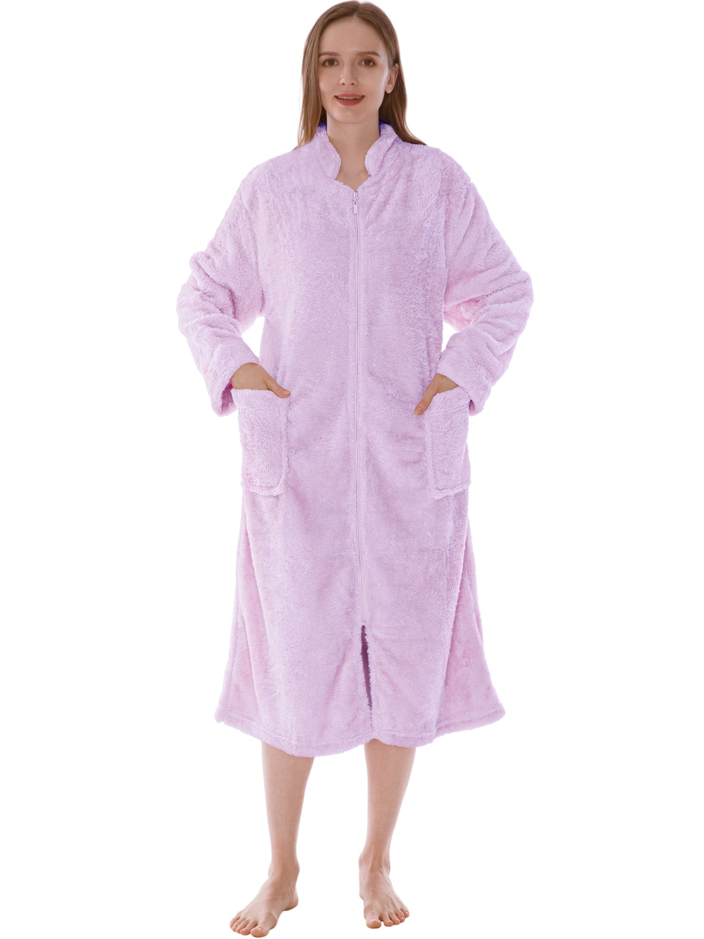 Women's Sherpa Housecoat Zipper Robe