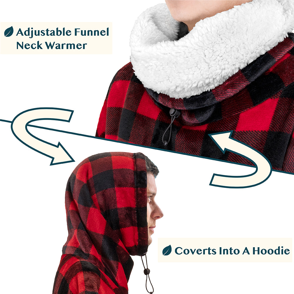 Neck Warmer Hooded Poncho Blanket