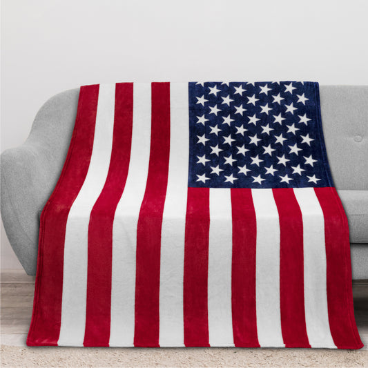 US Flag Patriotic Throw Blanket