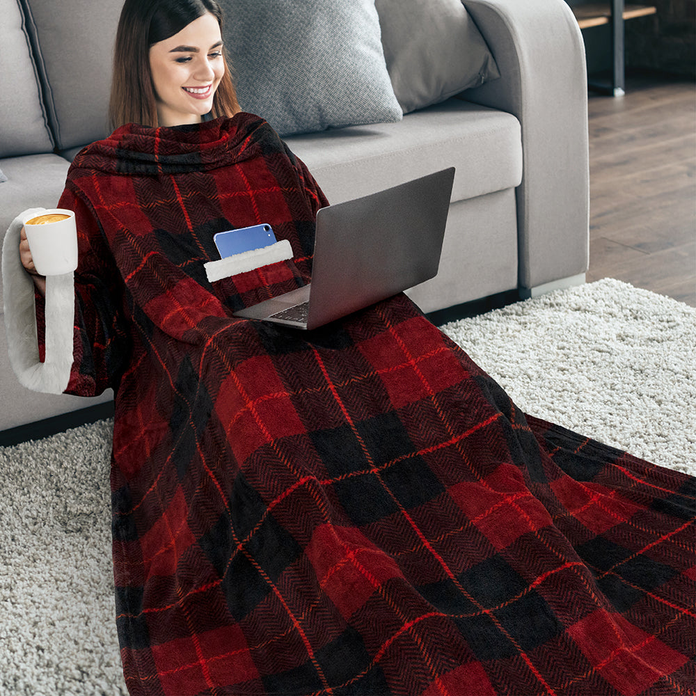 Blanket with Sleeves - Sherpa Trims
