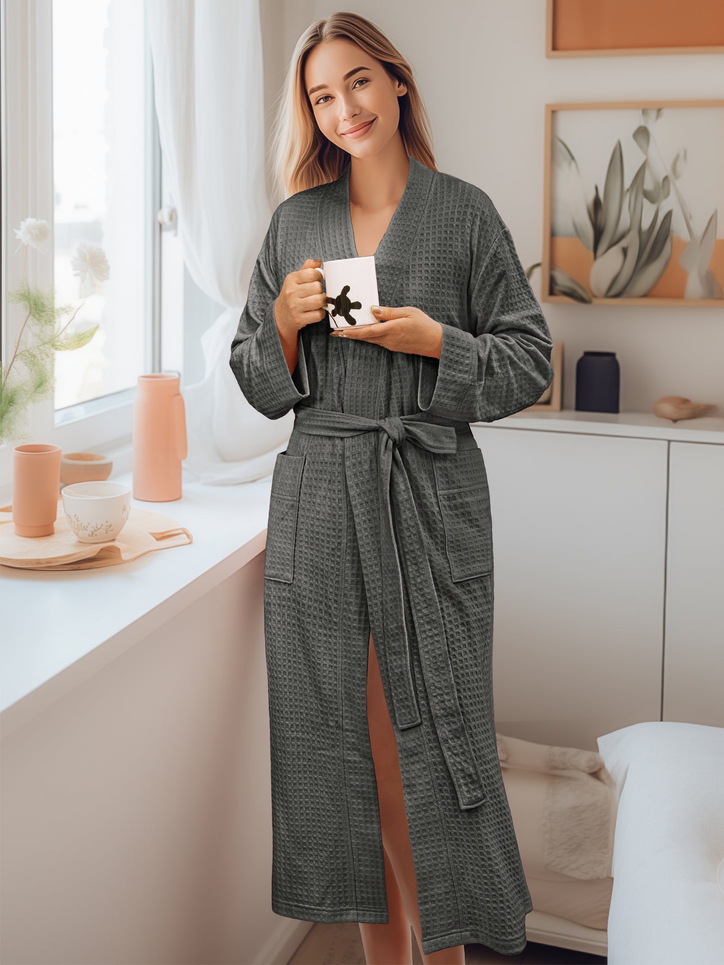 Women's Waffle Texture Knit Robe
