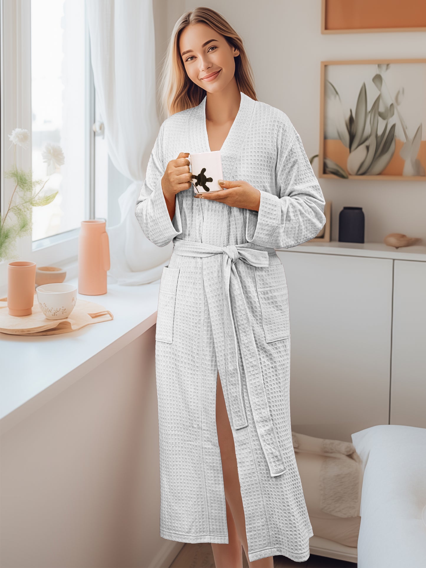 Women's Waffle Texture Knit Robe
