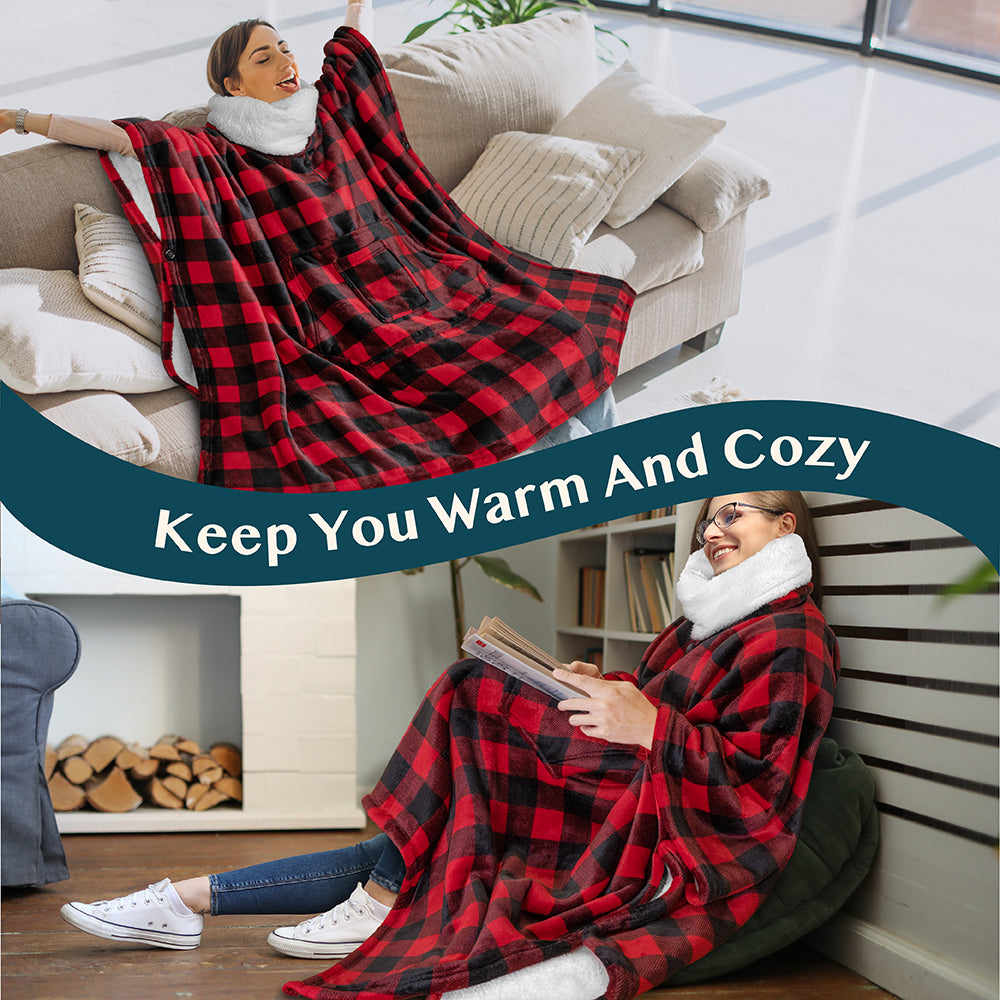 Neck Warmer Hooded Poncho Blanket