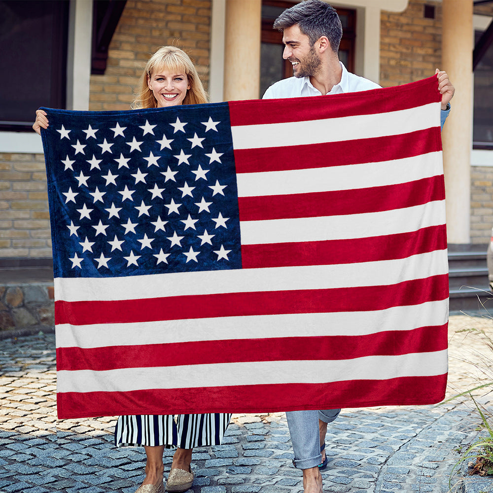 US Flag Patriotic Throw Blanket