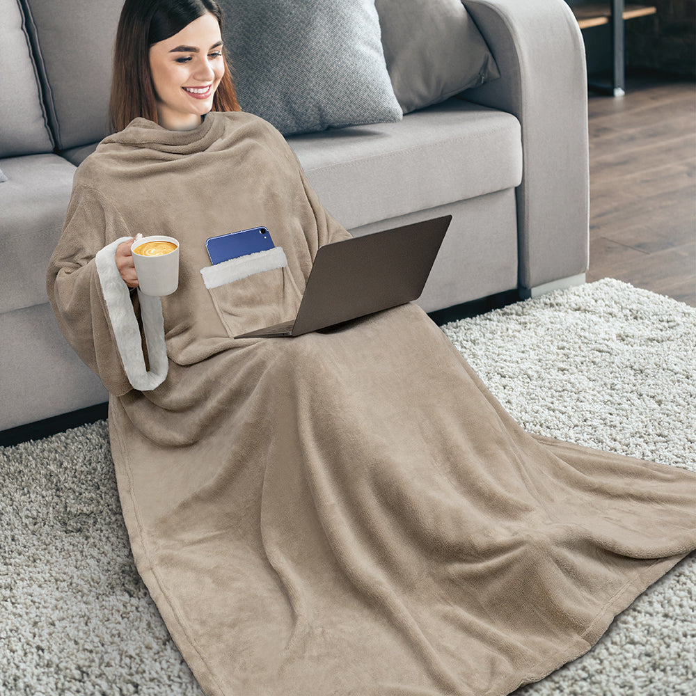 Blanket with Sleeves - Sherpa Trims