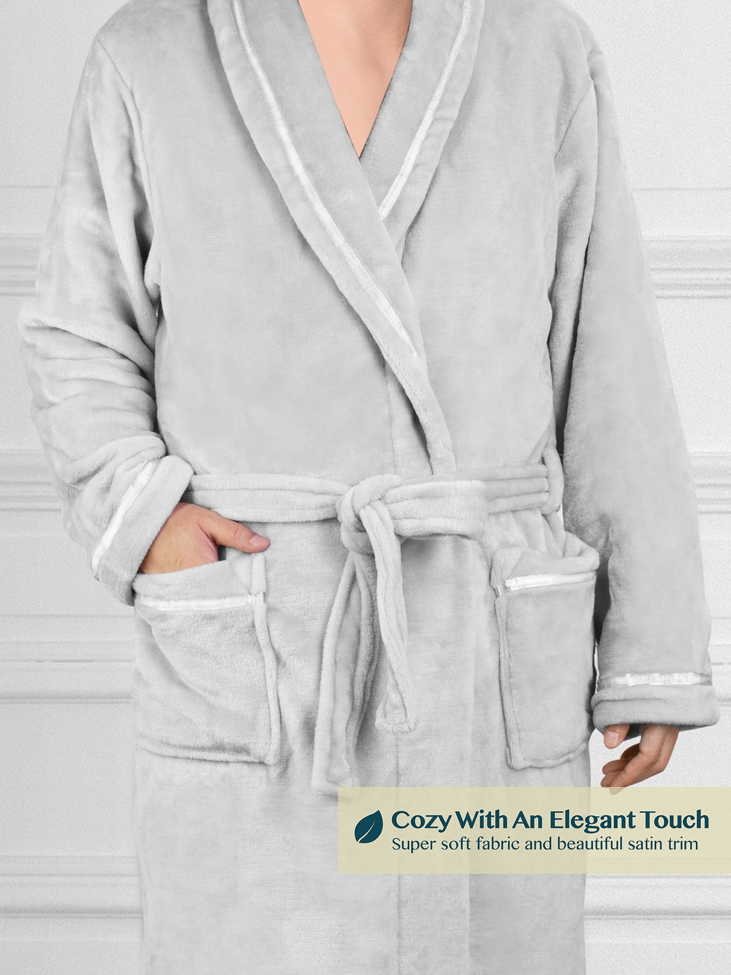 Men's Satin Trim Fleece Robe