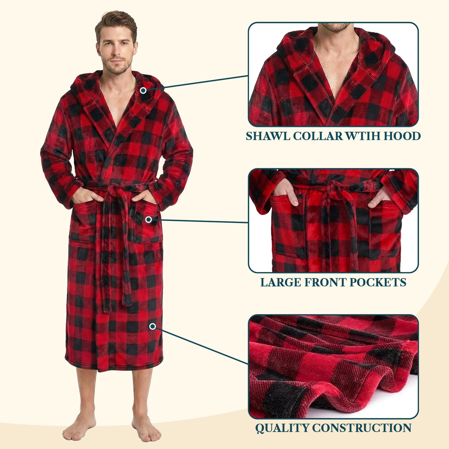 Men's Classic Fleece Robe with Hood